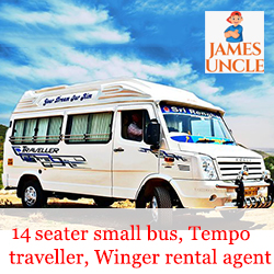 14 seater small bus, Tempo traveller,  Winger rental agent Mr. Tajirul Sekh in Marnai